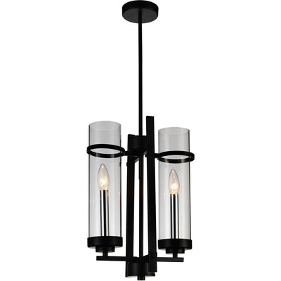 Black Frame with Cylindrical Glass Shade Pendant - LV LIGHTING