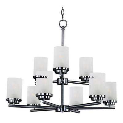 Black with Frosted Shade 9 Light Chandelier - LV LIGHTING