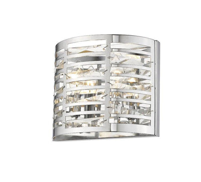 Chrome with Crystal Round Wall Sconce - LV LIGHTING