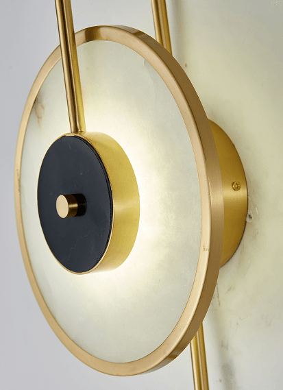LED Brass and Black with Alabaster Shade Wall Sconce - LV LIGHTING