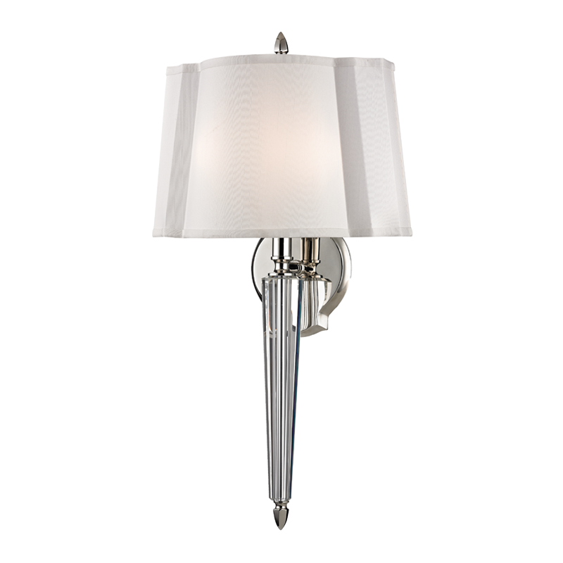 Steel with Crystal Rod and Fabric Shade Wall Sconce
