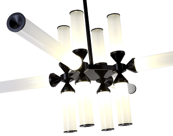 LED Black Aluminum Frame with White Glass Shade Chandelier - LV LIGHTING