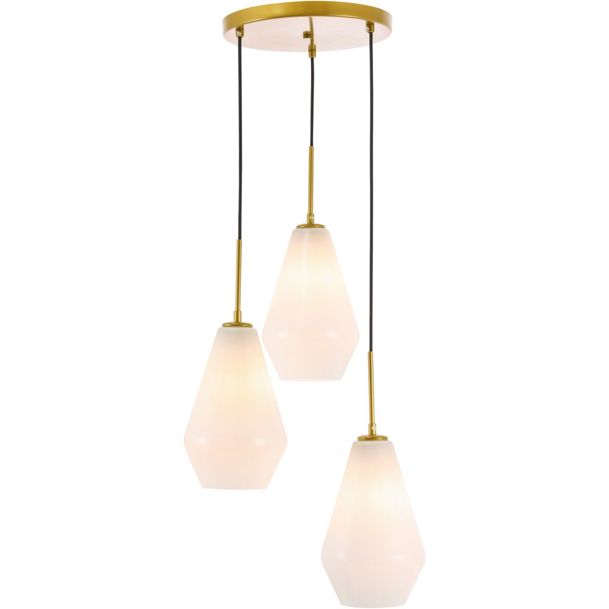 Brass Tripple Frosted Shade Pendant - LV LIGHTING