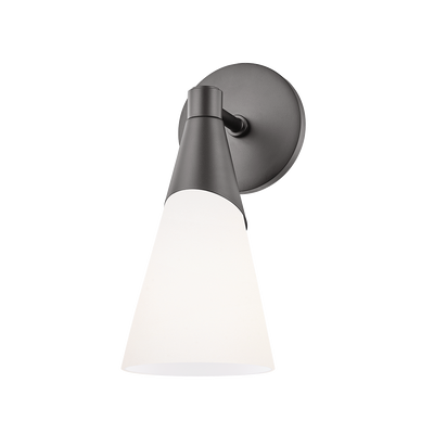 Steel Frame with White Conical Glass Shade Wall Sconce