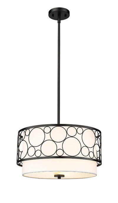 Steel Frame with Fabric Drum Shade Pendant / Chandelier