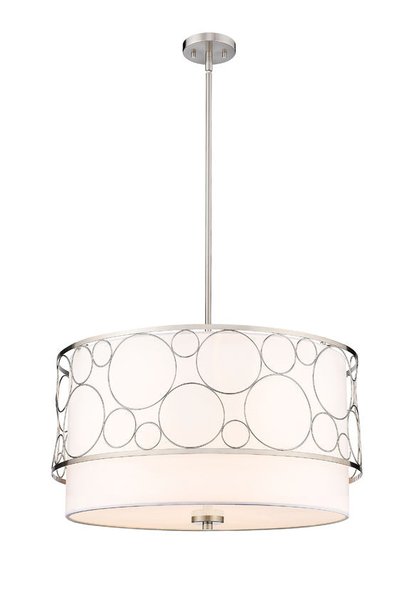 Steel Frame with Fabric Drum Shade Pendant / Chandelier
