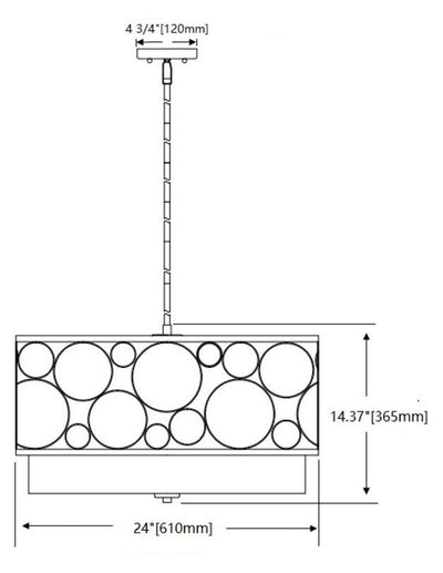 Steel Frame with Fabric Drum Shade Pendant / Chandelier