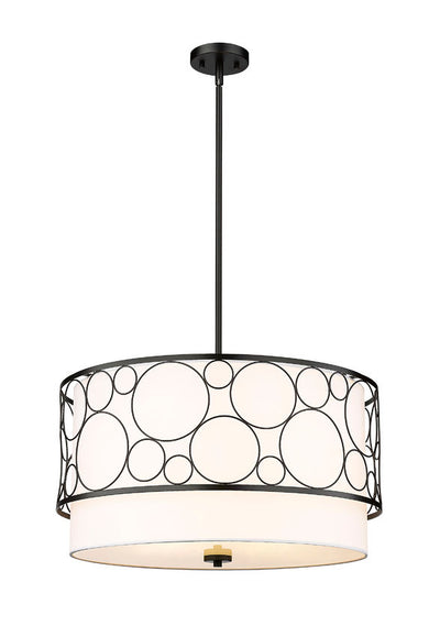 Steel Frame with Fabric Drum Shade Pendant / Chandelier