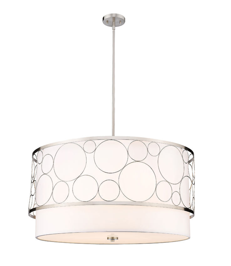 Steel Frame with Fabric Drum Shade Pendant / Chandelier