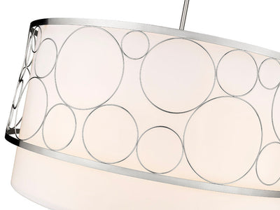 Steel Frame with Fabric Drum Shade Pendant / Chandelier
