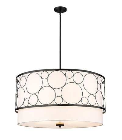 Steel Frame with Fabric Drum Shade Pendant / Chandelier