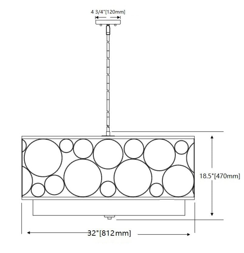 Steel Frame with Fabric Drum Shade Pendant / Chandelier