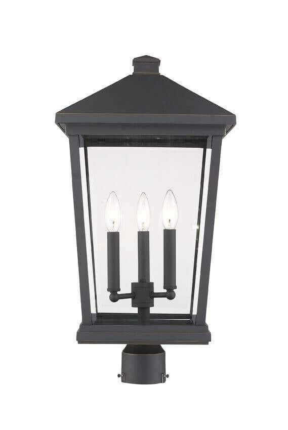 Aluminum with Clear Glass Village Style Outdoor Post Light - LV LIGHTING