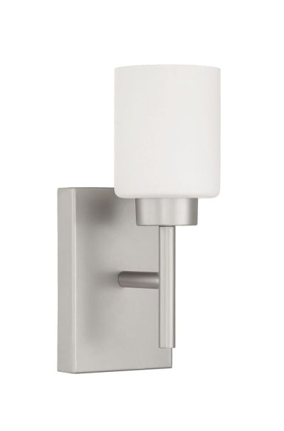 Steel Rod Arms with Cylindrical White Glass Shade Wall Sconce