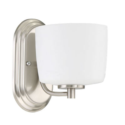 Steel Frame with White Glass Shade Wall Sconce
