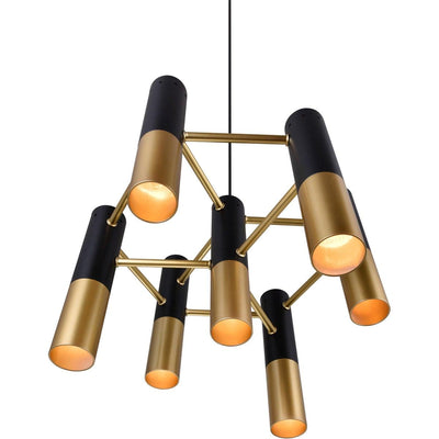 Matte Black with Satin Gold Cylindrical Pendant - LV LIGHTING