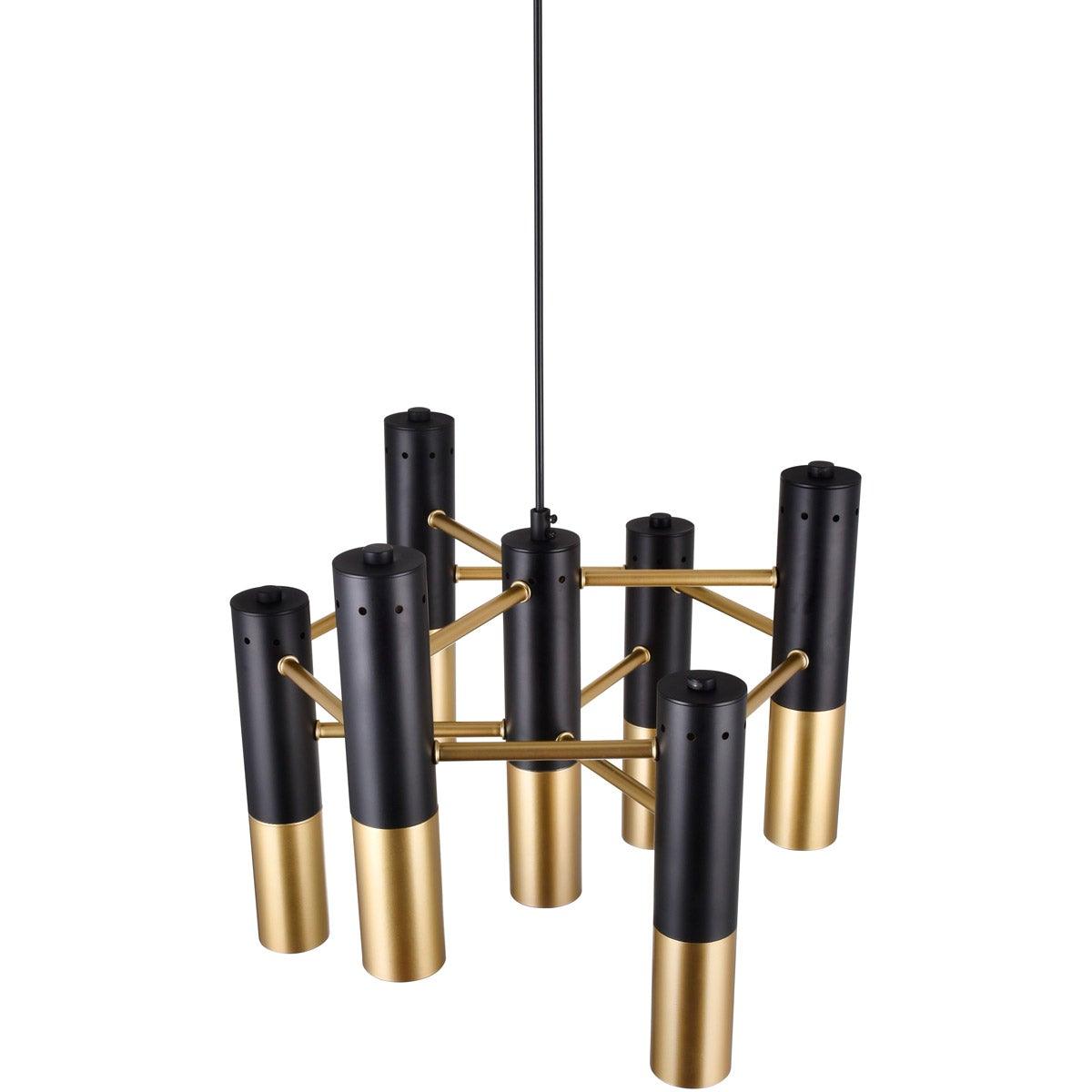 Matte Black with Satin Gold Cylindrical Pendant - LV LIGHTING