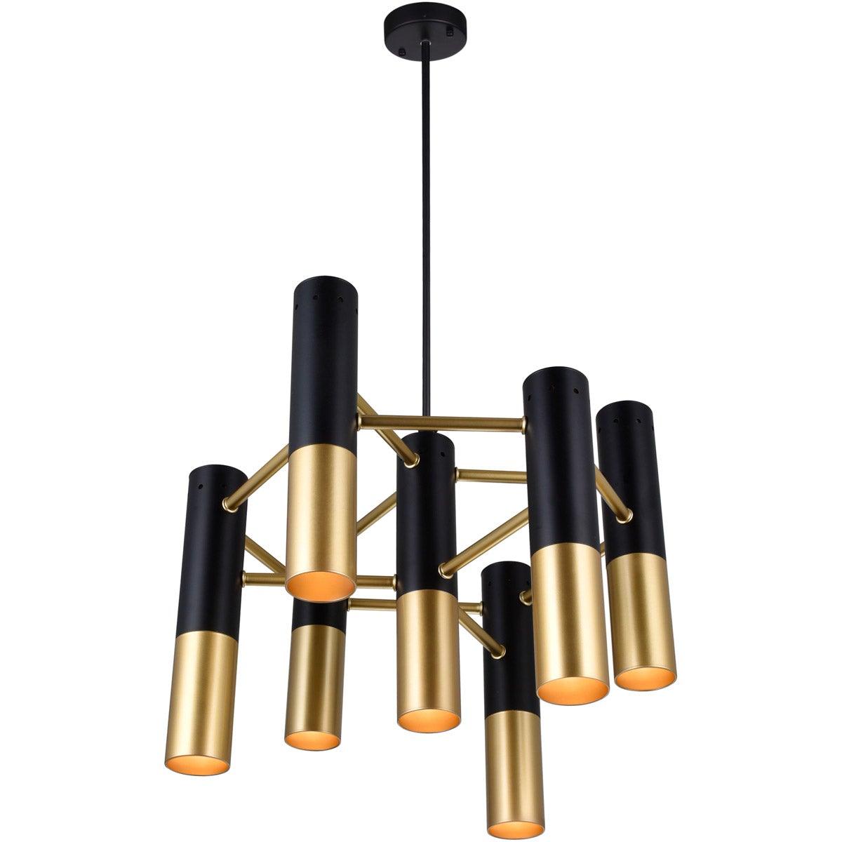 Matte Black with Satin Gold Cylindrical Pendant - LV LIGHTING