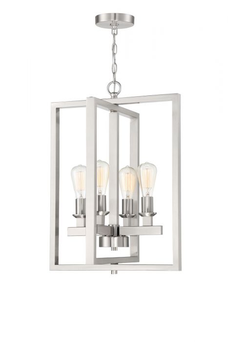 Steel Rectangular Open Air Frame Pendant in Brushed Polished Nickel by Craftmade