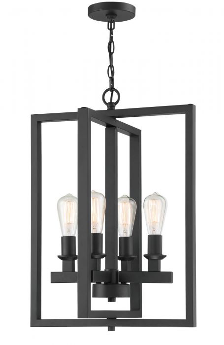 Steel Rectangular Open Air Frame Pendant in Flat Black by Craftmade