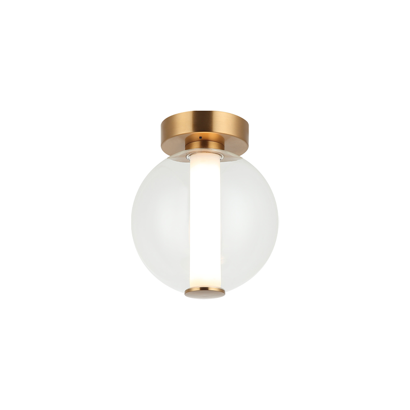 Belange - LED Steel Frame with Clear Glass and White Acrylic Diffuser Flush Mount in Aged Gold Brass by Matteo Lighting