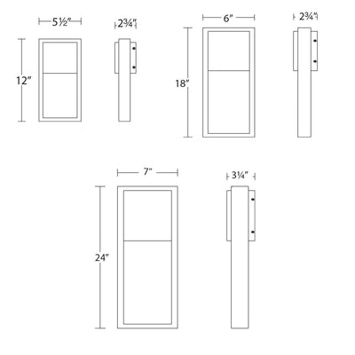 LED Aluminum Frame with Glass Diffuser Rectangular Outdoor Wall Sconce - LV LIGHTING