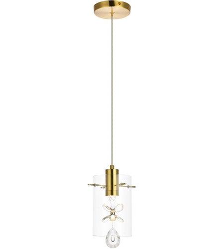 Gold with Crystal and Glass Shade mini Pendant - LV LIGHTING