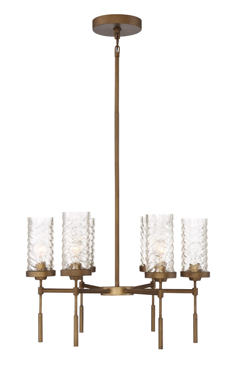 Steel Frame with Clear Cylindrical Glass Shade Chandelier