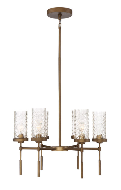 Steel Frame with Clear Cylindrical Glass Shade Chandelier