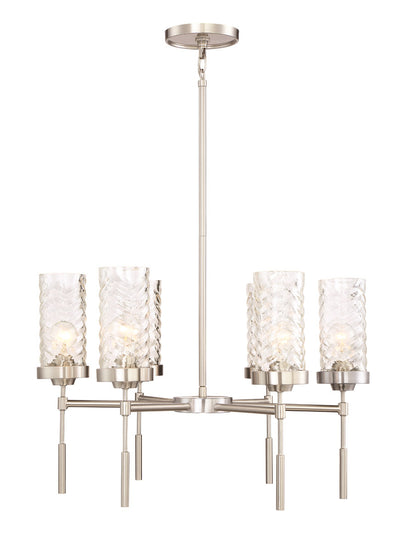 Steel Frame with Clear Cylindrical Glass Shade Chandelier