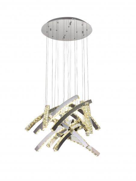 LED Chrome with Curved Regutangular Crystal Chandelier - LV LIGHTING