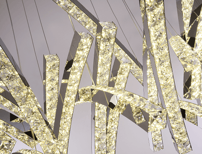 LED Chrome with Curved Regutangular Crystal Chandelier - LV LIGHTING