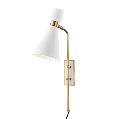 Steel Frame with Conical Shade Plug In Wall Sconce