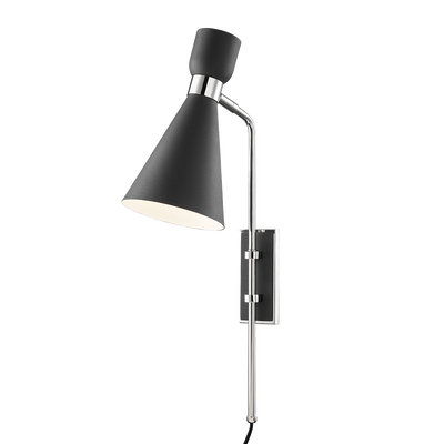 Steel Frame with Conical Shade Plug In Wall Sconce