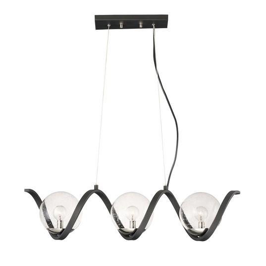 Black and Polished Nickel with Clear Glass Globe Linear Pendant - LV LIGHTING