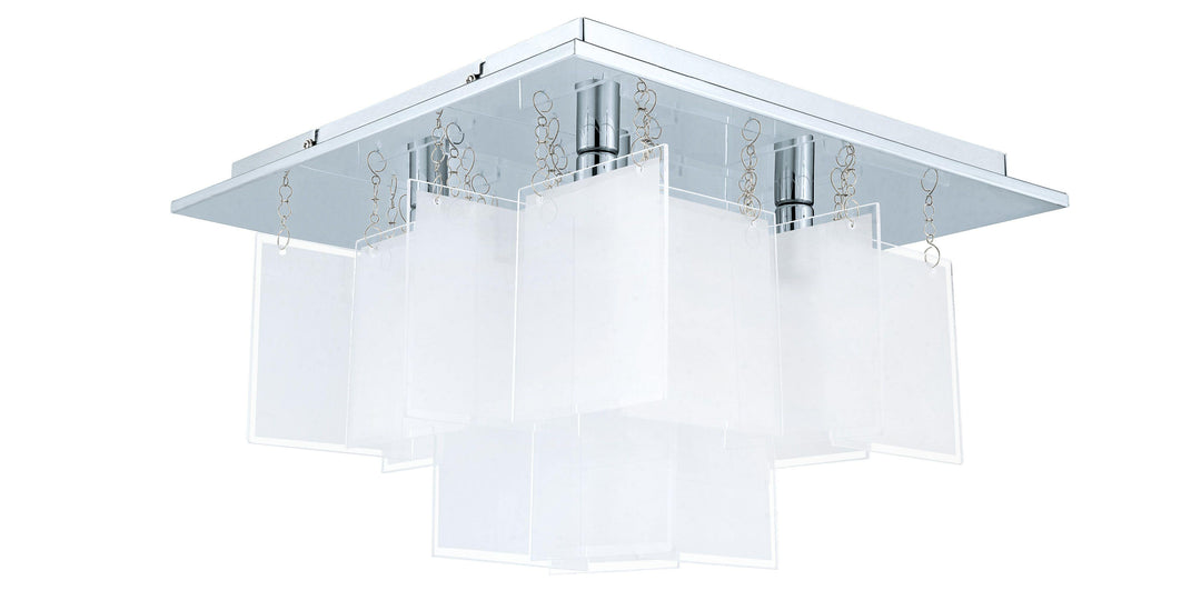 Chrome with Satin Glass Flush Mount - LV LIGHTING