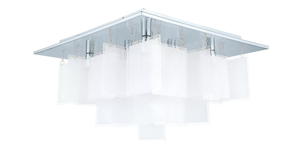 Chrome with Satin Glass Flush Mount - LV LIGHTING