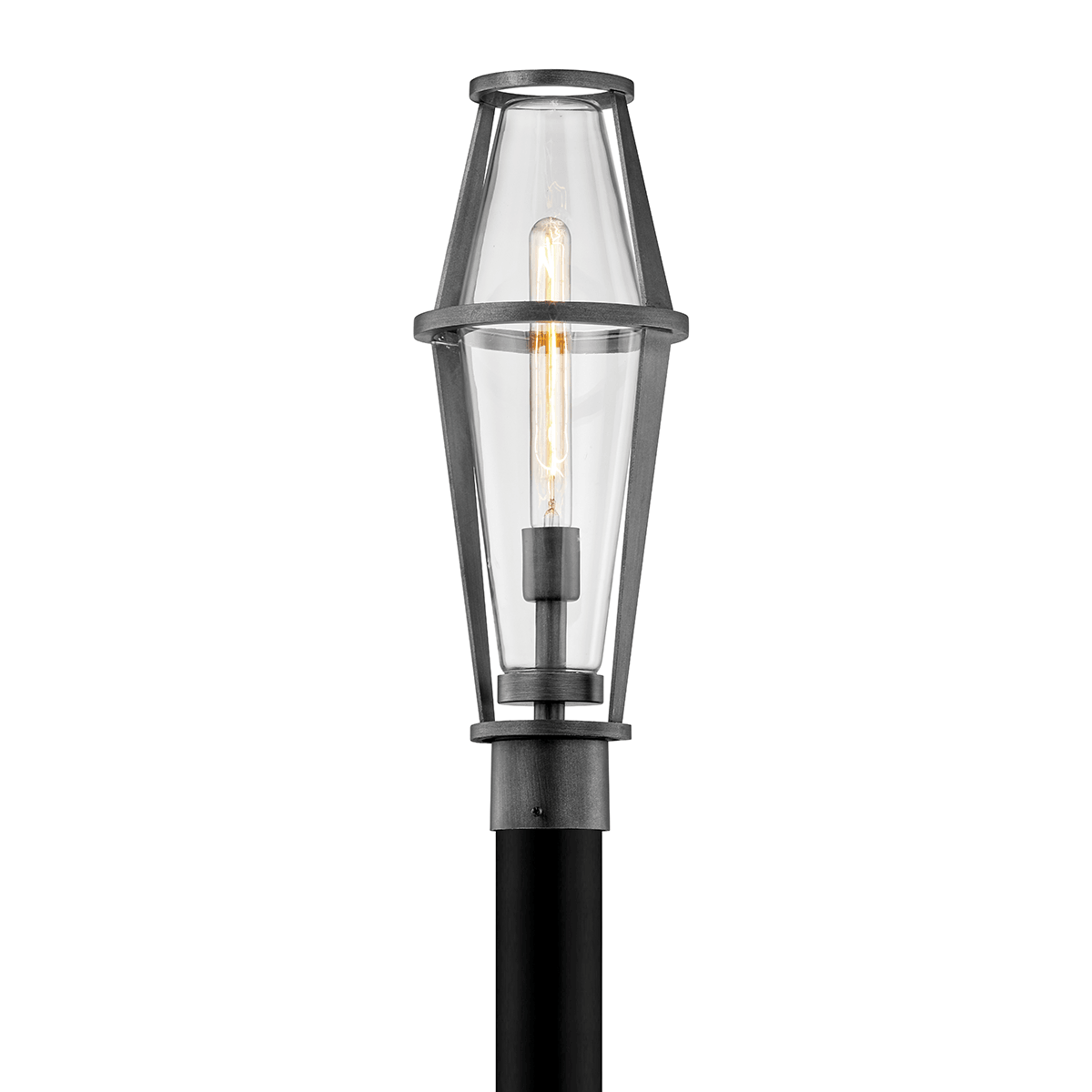 Graphite Frame with Clear Glass Shade Outdoor Post Light - LV LIGHTING