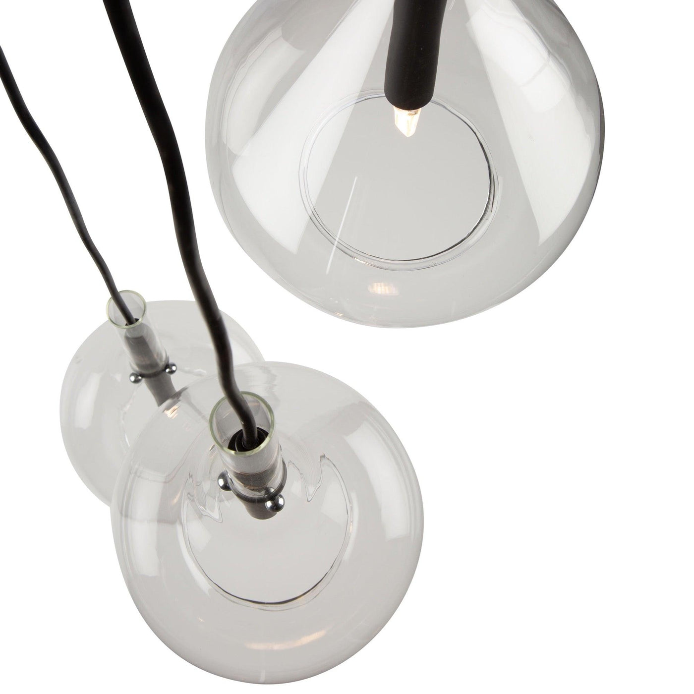 Black with Unique Clear Glass Shade 3 Light Pendant - LV LIGHTING