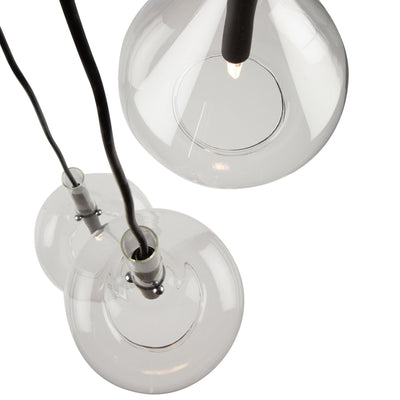 Black with Unique Clear Glass Shade 3 Light Pendant - LV LIGHTING