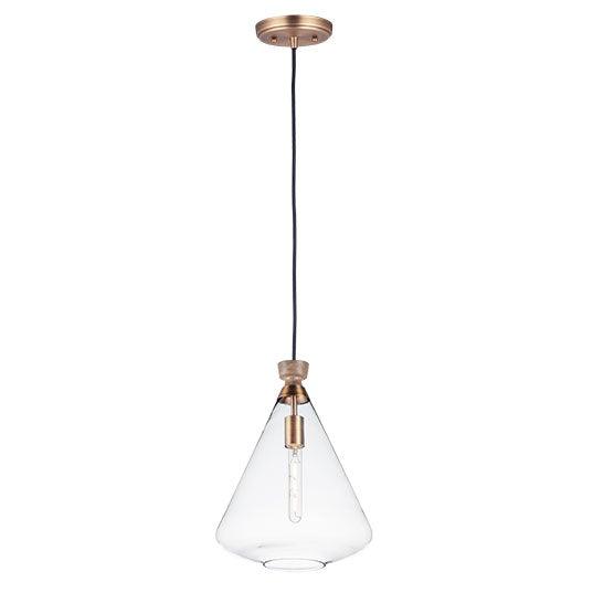 Weathered Oak Antique Brass with Clear Glass Shade Pendant - LV LIGHTING