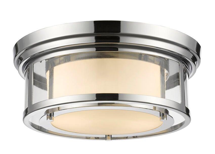 Steel Frame with Matte Opal and Cear Glass Shade Flush Mount - LV LIGHTING