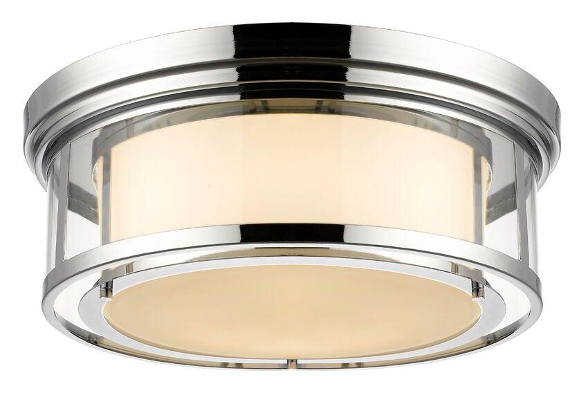 Steel Frame with Matte Opal and Cear Glass Shade Flush Mount - LV LIGHTING