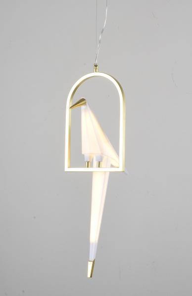 LED Gold with Acrylic Bird Shade Pendant - LV LIGHTING
