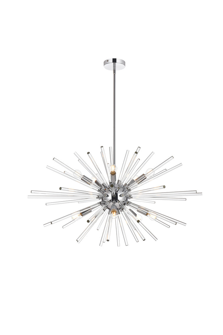 Steel Frame with Clear Cyrstal Rod Sputnik Chandelier in Chrome by Elegant