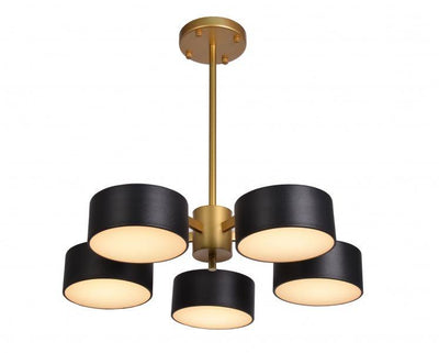 LED Gold with Black Shade and Frosted Diffuser Chandelier - LV LIGHTING