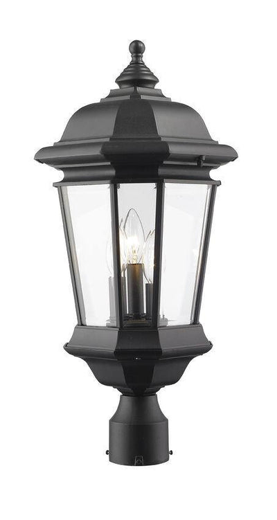 Black Aluminum with Clear Glass Shade Traditional Style Outdoor post Light - LV LIGHTING