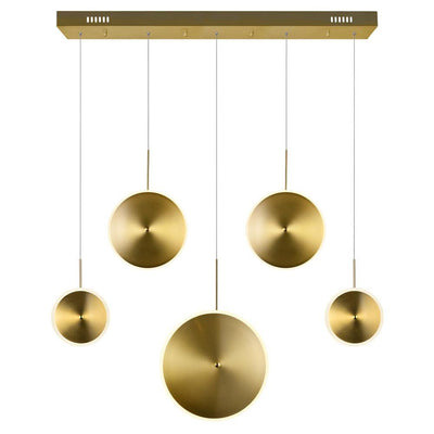LED Brass with Vertical 5 Disk Pendant - LV LIGHTING