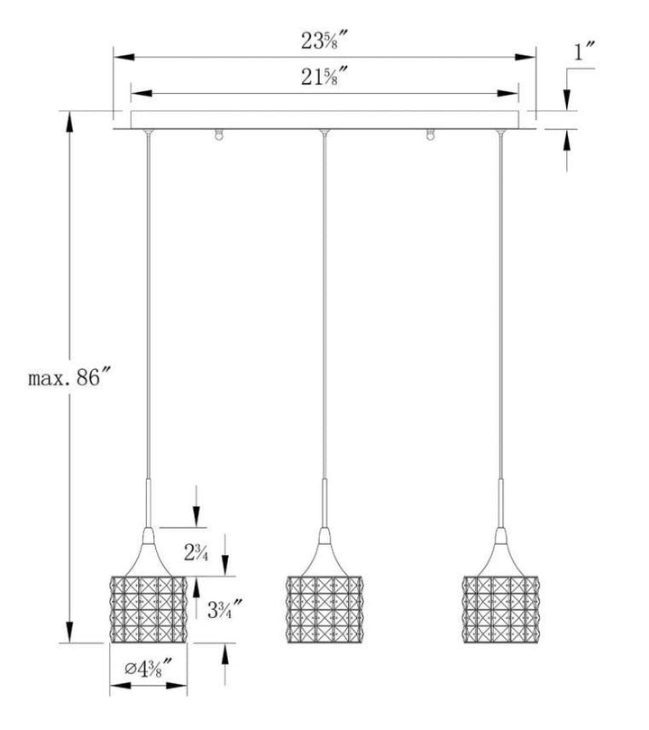 Chrome with Crystal 1 to 9 Light Pendant - LV LIGHTING