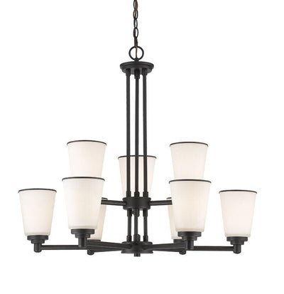 Symmetrical Arm with Matte Opal Glass Shade 2 Tier Chandelier - LV LIGHTING